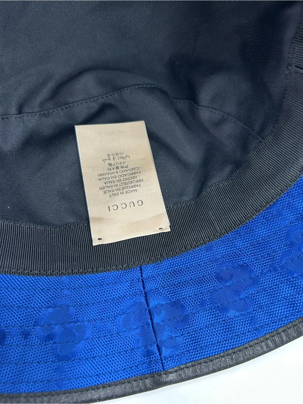 Gucci blue monogram off the grid bucket hat size medium, made in Italy